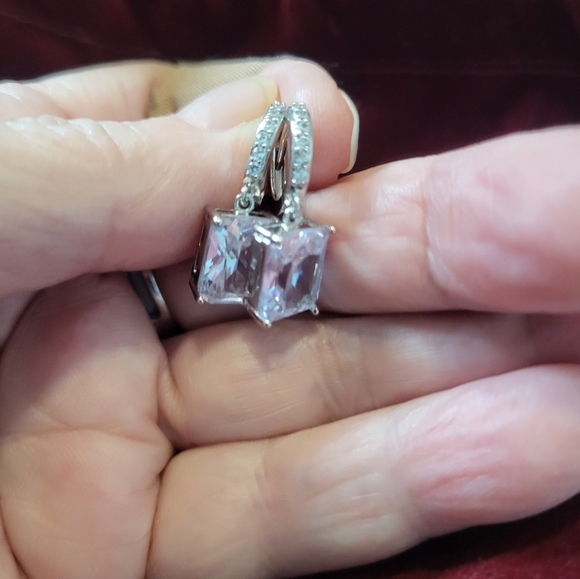 STERLING SILVER CRYSTAL DANGLE EARRINGS - Picture 8 of 14